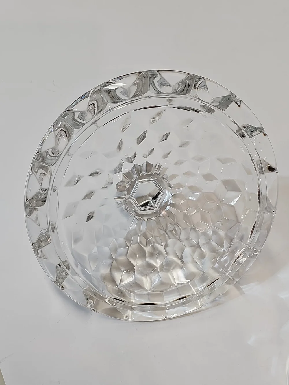Vintage Fostoria American Clear Cube Motif Pressed Glass Cookie Jar & Lid